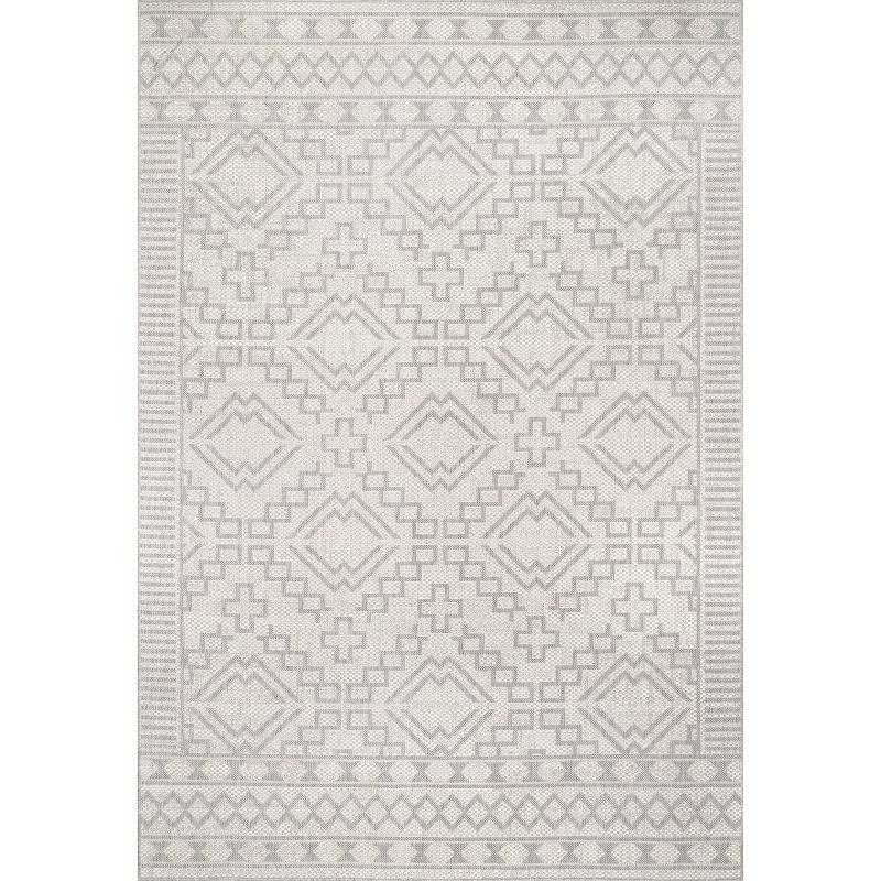 Moroccan Tribal Synthetics 5'x8' Indoor/Outdoor Area Rug in Grey