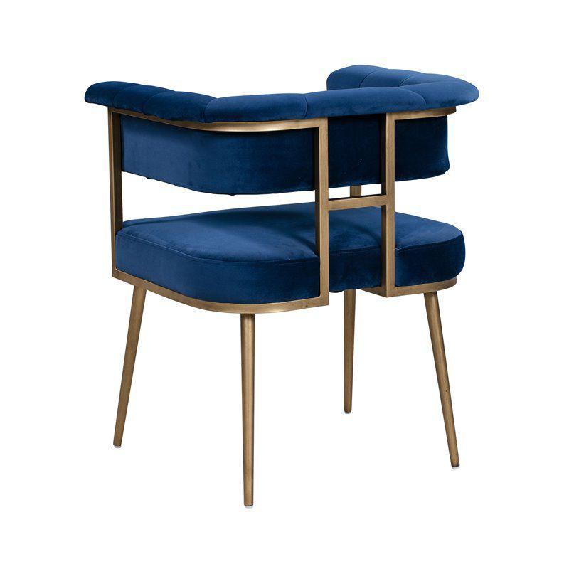 TOV Furniture Astrid 19.3" Transitional Velvet Dining Chair in Navy