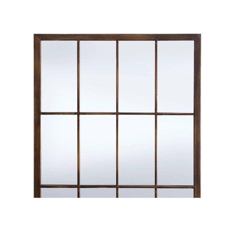 Bradley Transitional Bronze Metal Rectangular Window Pane Wall Mirror