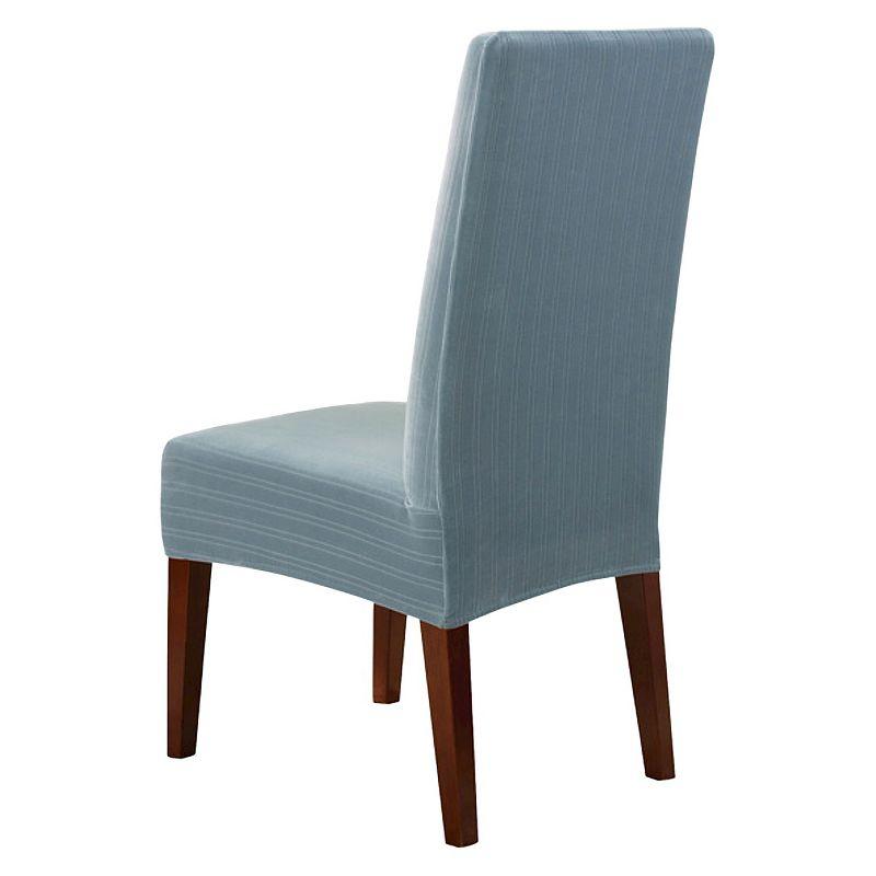 French Blue Stretch Pinstripe Dining Chair Slipcover