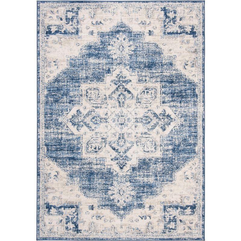 Brentwood BNT865 Power Loomed Indoor Area Rug - Ivory/Navy - 6'x9' - Safavieh