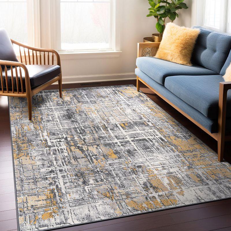 World Rug Gallery Distressed Abstract Stain Resistant Soft Area Rug