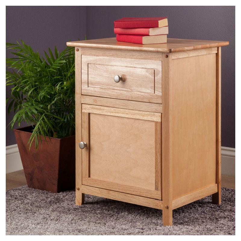 Winsome Eugene Nightstand Natural: Wood Composite Bedside Table with Cabinet Door & Drawer