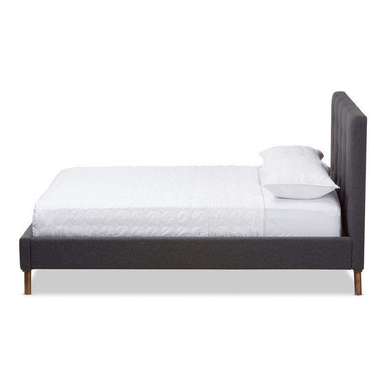 Valencia Mid-Century Modern Dark Grey Full Bed with Tufted Upholstery