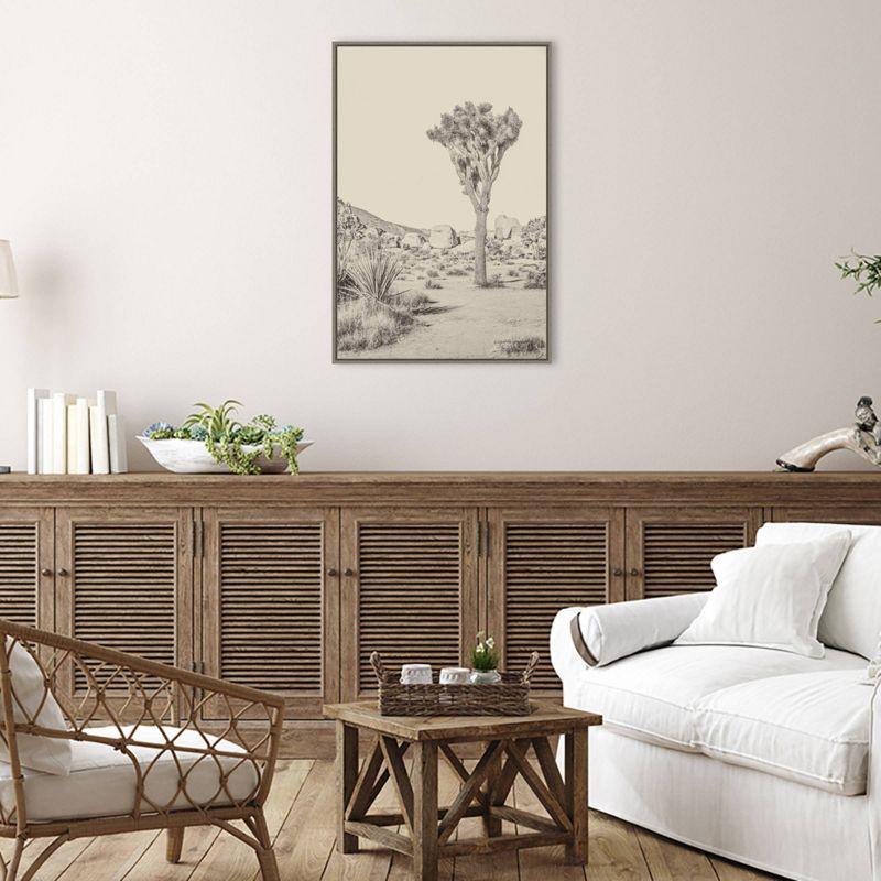 23" x 33" Joshua Tree III Neutral by Elizabeth Urquhart Framed Canvas Wall Art Print - Amanti Art: Sylvie Style, Polystyrene Frame