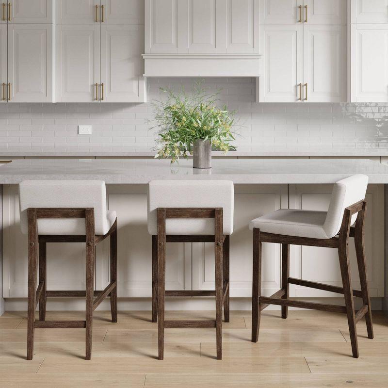 Nathan James Upholstered Wooden Stool