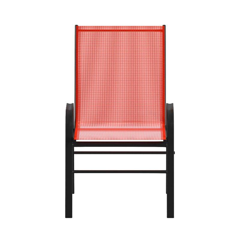 Flash Furniture 4 Pack Brazos Series Black Outdoor Stack Chair with Flex Comfort Material and Metal Frame