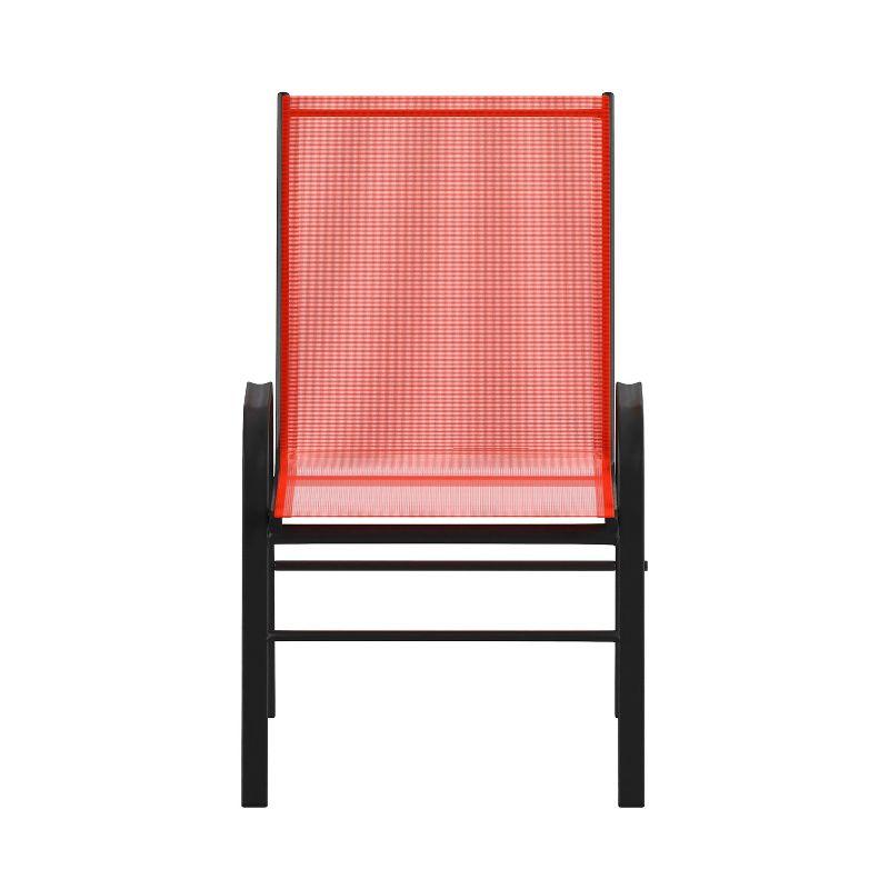 Flash Furniture 4 Pack Brazos Series Outdoor Stack Chair with Flex Comfort Material and Metal Frame