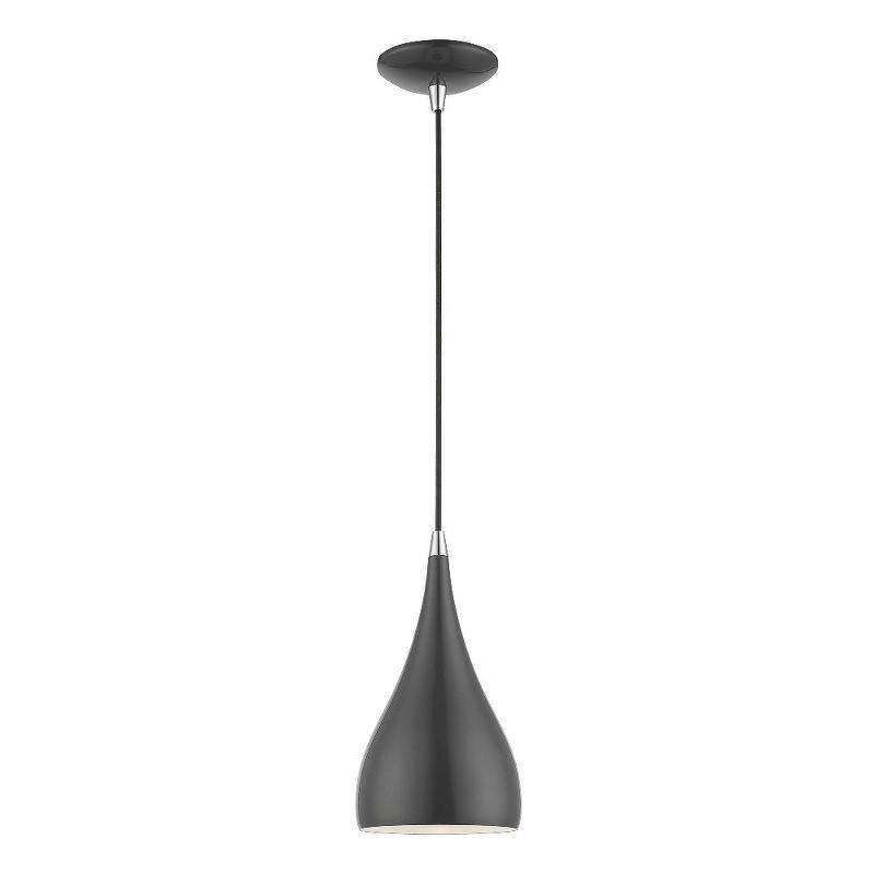 Livex Lighting Amador 1 - Light Pendant in  Shiny Dark Gray/Polished Chrome