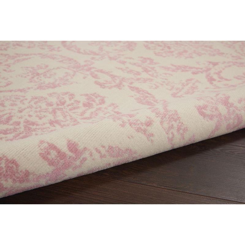 Nourison Jubilant 5'3" x 7'3" (5' x 7') Ivory/Pink Area Rug Farmhouse Vintage Damask by Nourison