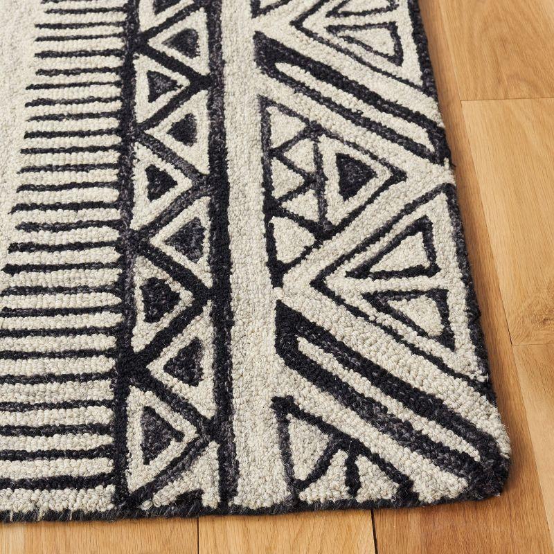 Hand-Tufted Black and Beige Wool Runner Rug