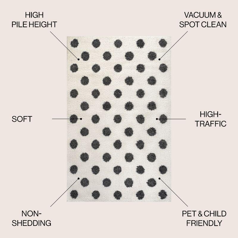 3'x5' Pere Modern Charcoal Dot Shag Area Rug, White/Black - JONATHAN Y