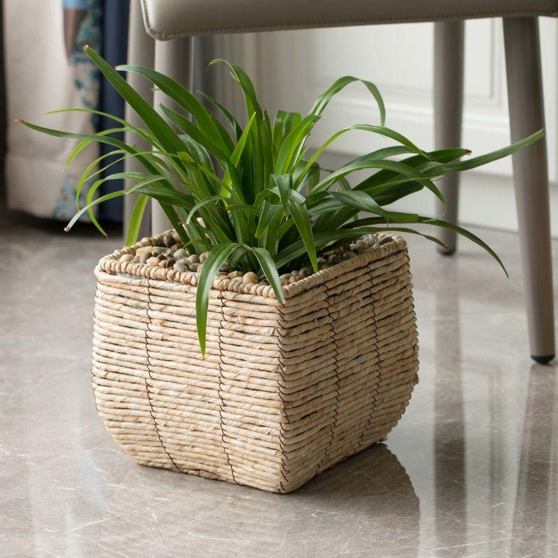 Vintiquewise Woven Square Flower Pot Planter with Leak-Proof Plastic Lining - Medium