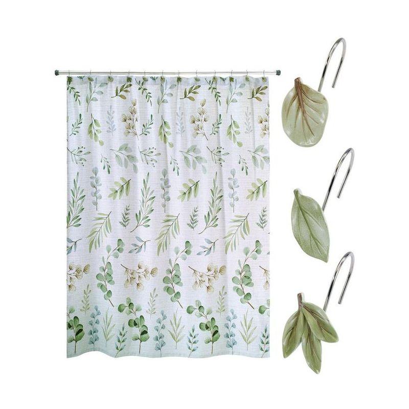 Avanti Linens Ombre Leaves Shower Curtain & Hook Set