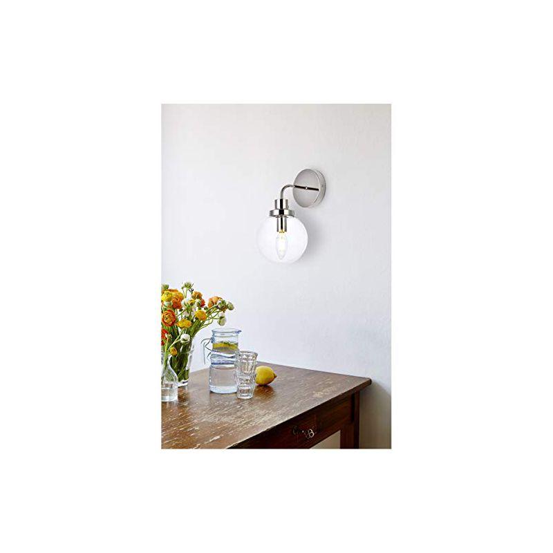 Elegant Lighting Hanson 1 light bath sconce in polished nickel with clear shade
