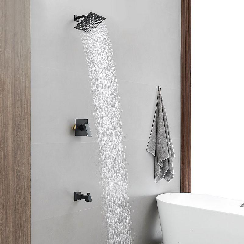 Single-Handle 2-Spray Rainfall Square Shower Faucet 2.5 GPM with High Pressure Tub Spout