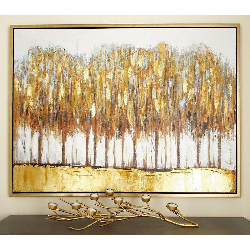 Canvas Tree Framed Wall Art with Gold Frame Brown - Olivia & May: 36x47" Nature Painting, Vertical Orientation, Plastic Frame