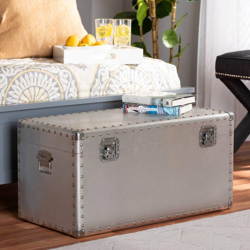 Serge Silver Metal Industrial Storage Trunk