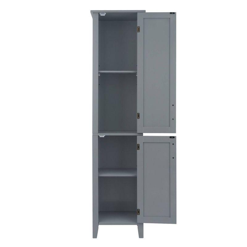 Mercer Mid Century Modern Wooden Linen Tower Cabinet Gray - Elegant Home Fashions