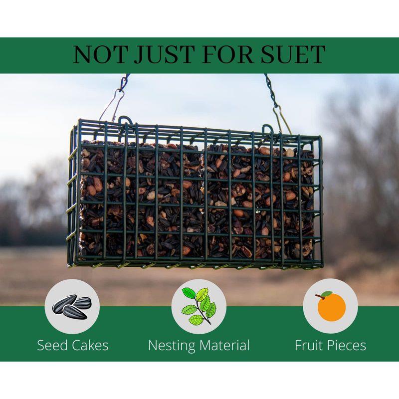 JCs Wildlife Double Suet Bird Feeder Cage - Great for Suet Cakes, Seed Cakes, Fruit and Nesting Material - Holds 2 Suet or Seed Cakes - Woodpecker