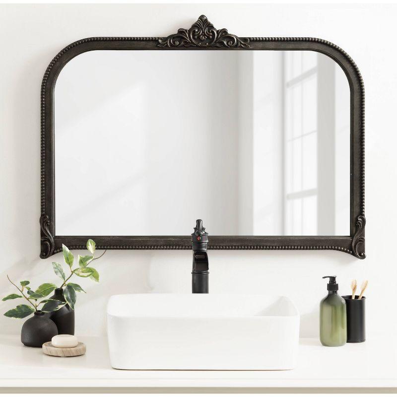 Kate & Laurel All Things Decor 40"x30" Hubanks Arched Wall Mirror Black