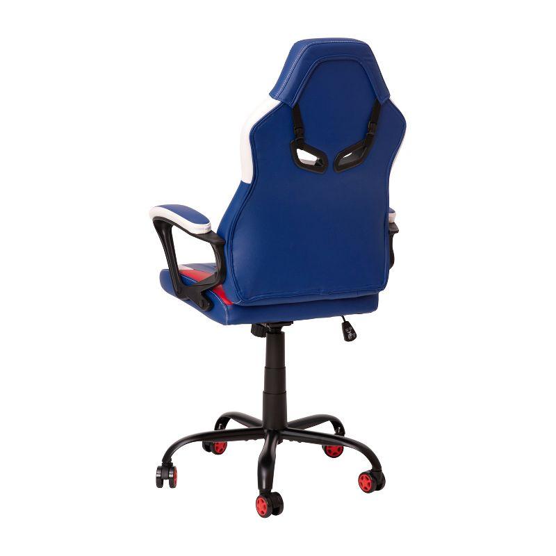 Flash Furniture Ergonomic PC Office Computer Chair - Adjustable Red & Blue Designer Gaming Chair - 360° Swivel - Red Dual Wheel Casters