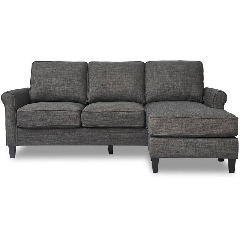 Harmon Dark Gray Microfiber Mid-Century Modern Sectional Sofa