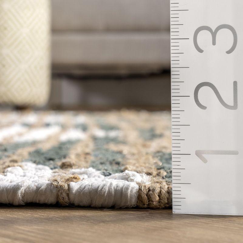 nuLOOM Hand Braided Marla Denim And Jute Diamonds Area Rug, 3' x 5', Olive