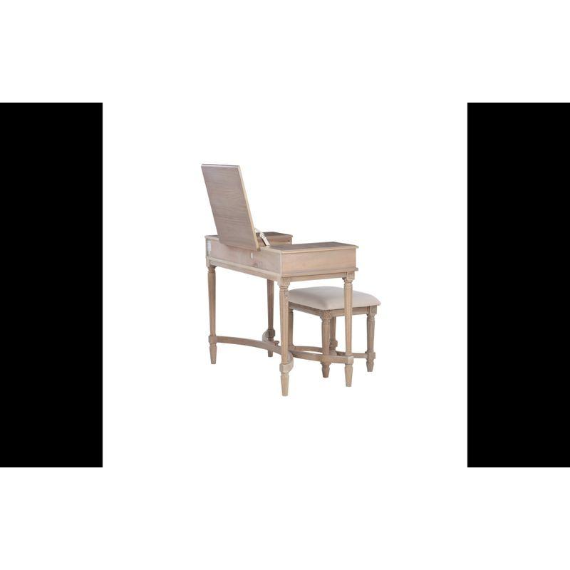 Kelly Clarkson Home June Natural Two Drawer Flip Top Vanity Set with Stool