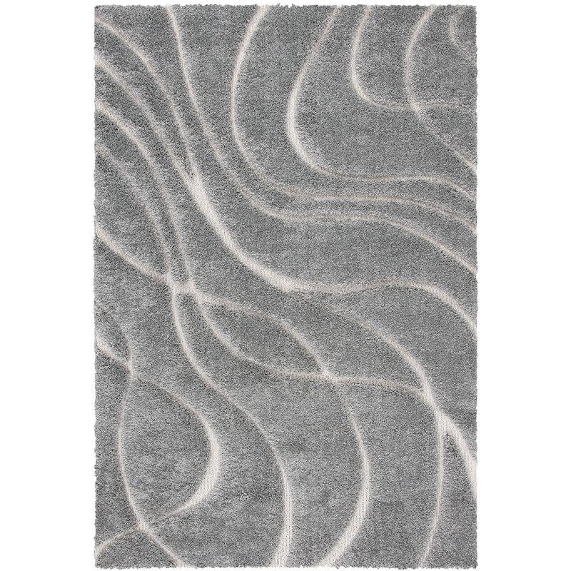 Luxe Light Grey/Ivory Hand-Knotted Shag Rug 8' x 10'