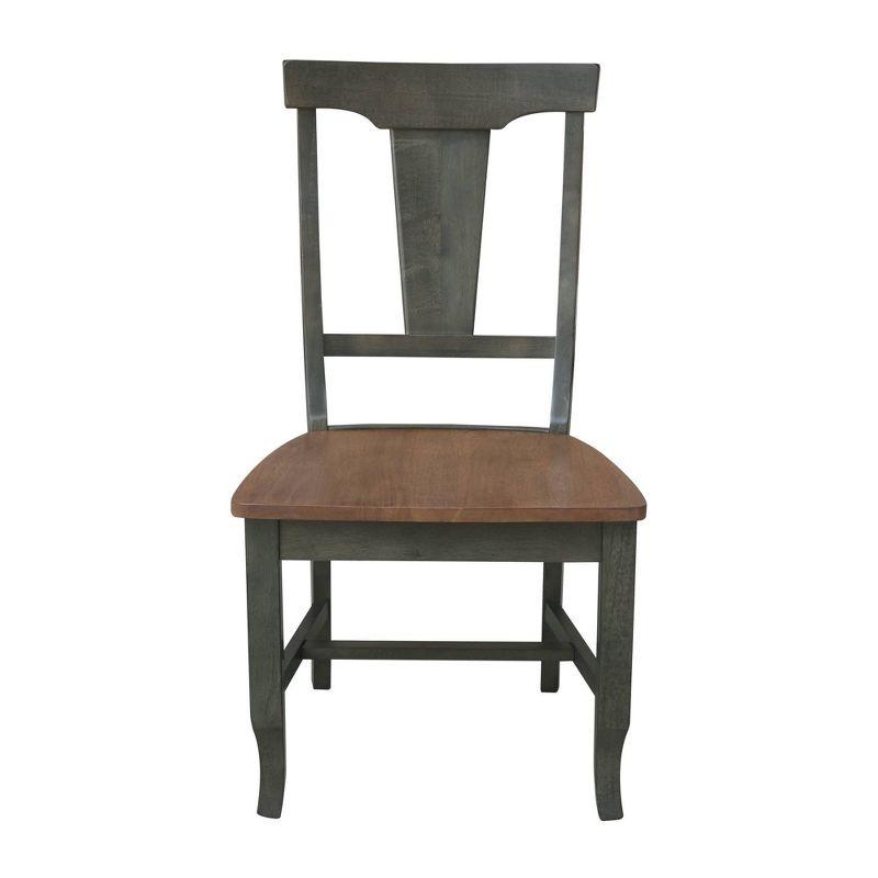 Set of 2 Solid Wood Panel Back Chairs Hickory/Washed Coal - International Concepts: Rubberwood Frame, Armless Design