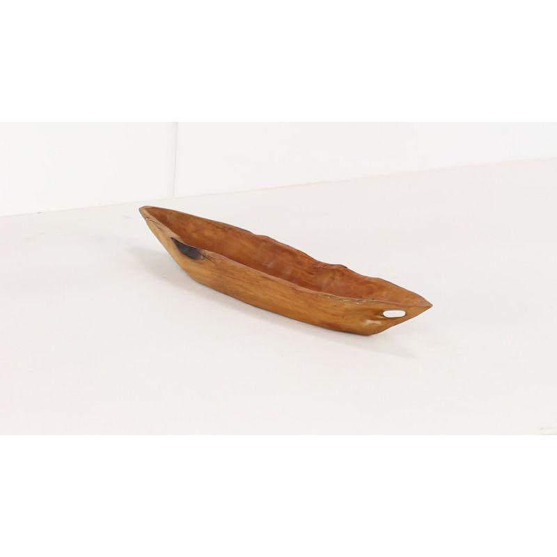 Olivia & May 5" x 28" Canoe Shaped Teak Wood Bowl Natural: Handcrafted Centerpiece, Novelty Shape, Table Decor