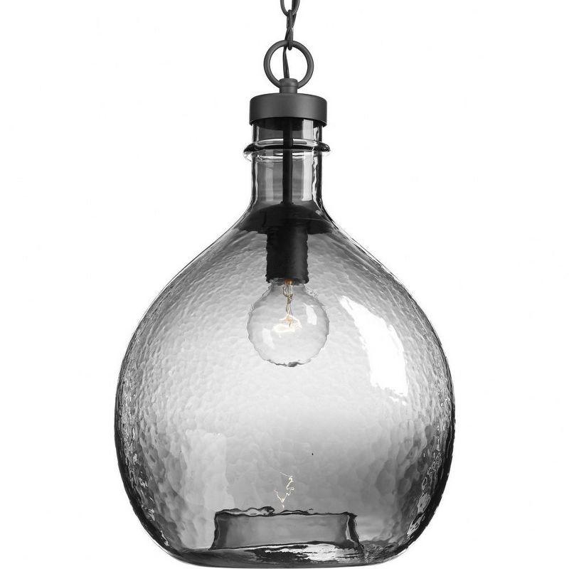 Graphite Smoked Glass Single Light Pendant with Bronze Accents