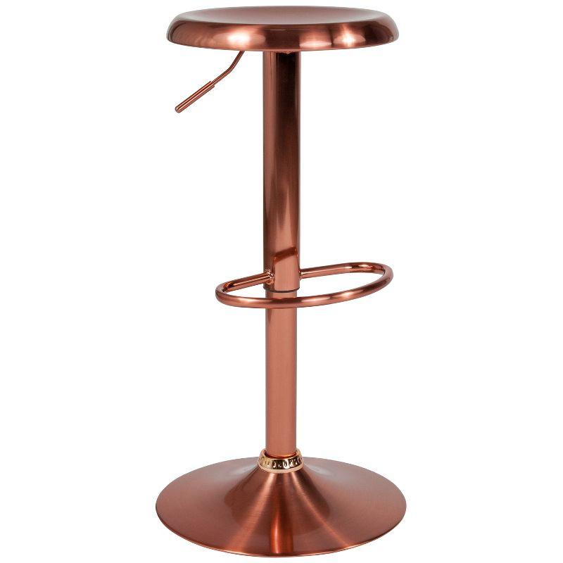 Sleek Rose Gold Adjustable Swivel Metal Barstool