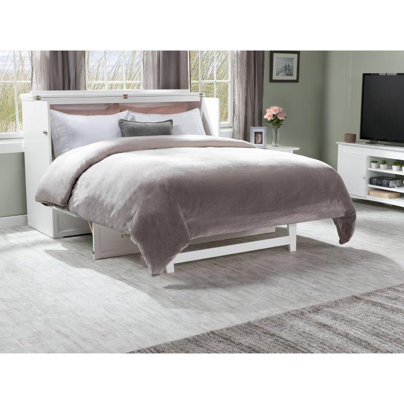 Queen Deerfield Murphy Bed Chest with Charging Station White - AFI: Space-Saving, Fold-Out Mattress, Elegant Design