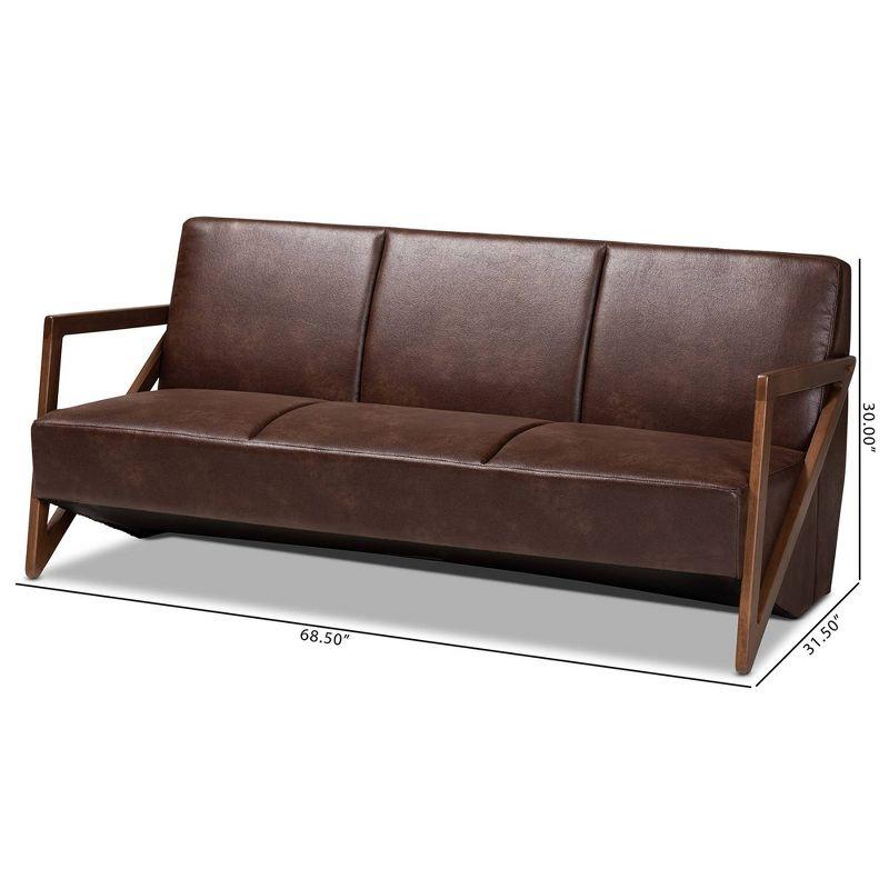 Christa Faux Leather Upholstered Wood Sofa: Mid-Century Modern, Retro Lounge - Baxton Studio