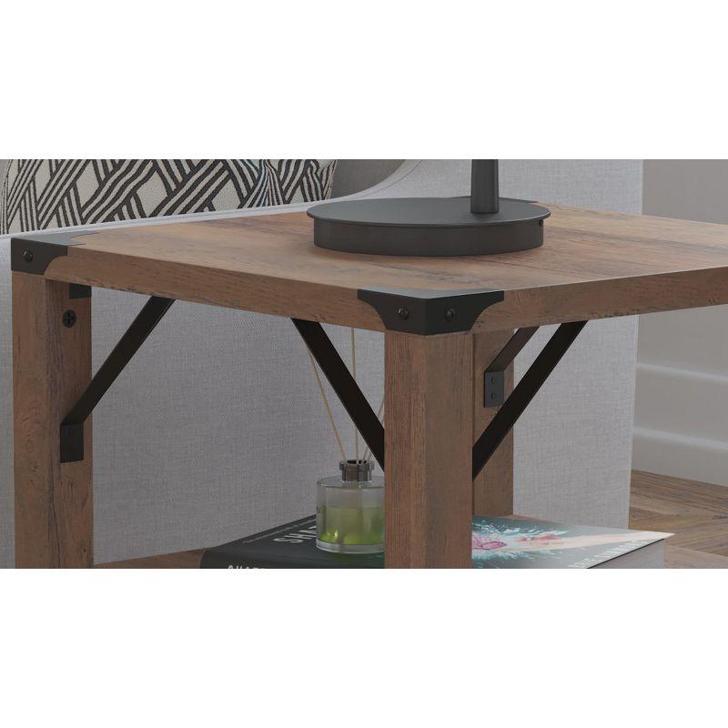 Taylor & Logan Willard Wood 3 Tier Modern Farmhouse End Table Brown: Square Shape, 75 lb Capacity, Wood Frame