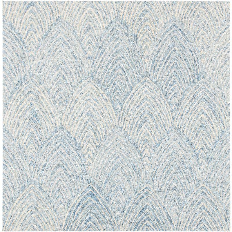 Light Blue Hand-Tufted Wool Square Area Rug 5' x 5'