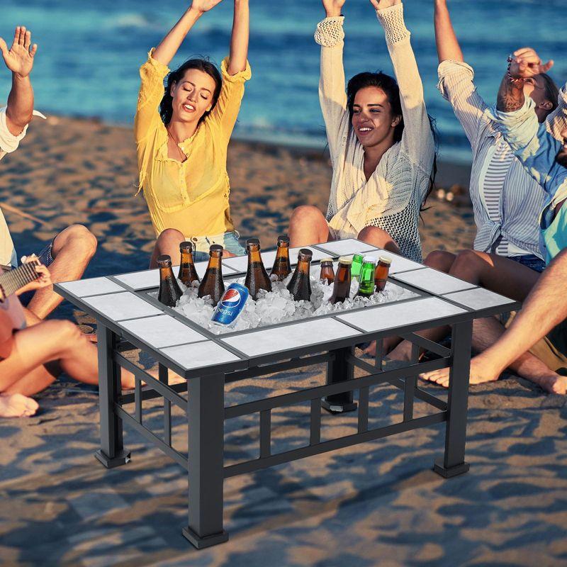 SINGLYFIRE 37 Inch Large Fire Pit with Ceramic Table & BBQ Grill for Backyard Garden