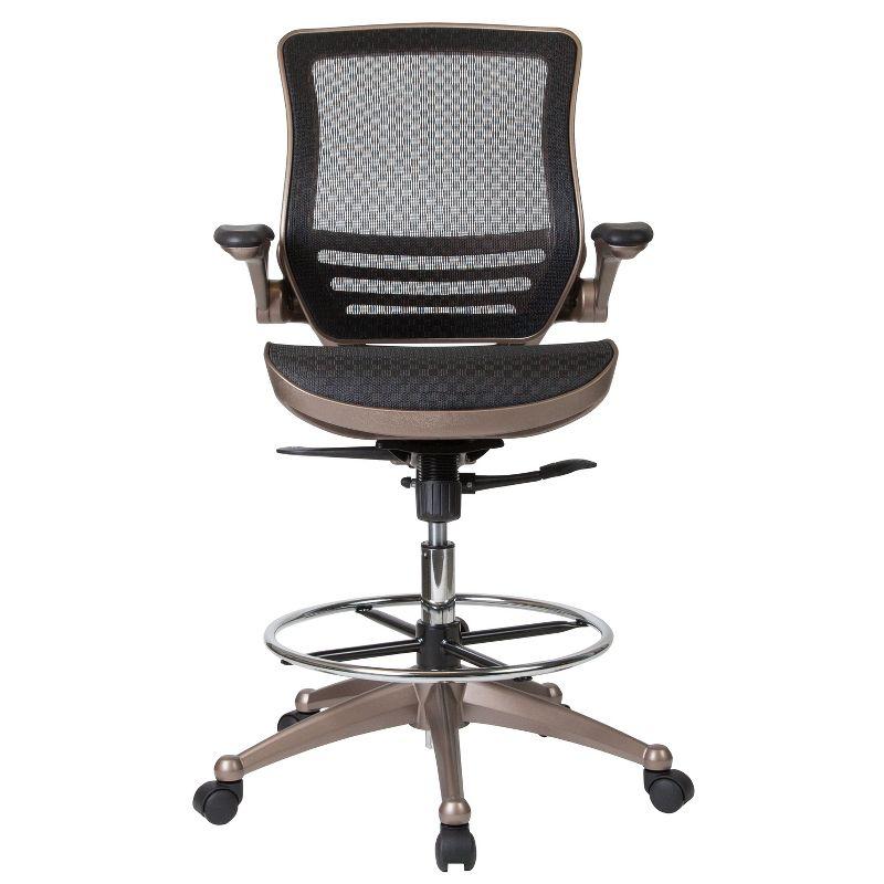 Flash Furniture Mignone Mid-Back Transparent Mesh Office Chair with Flip-Up Arms