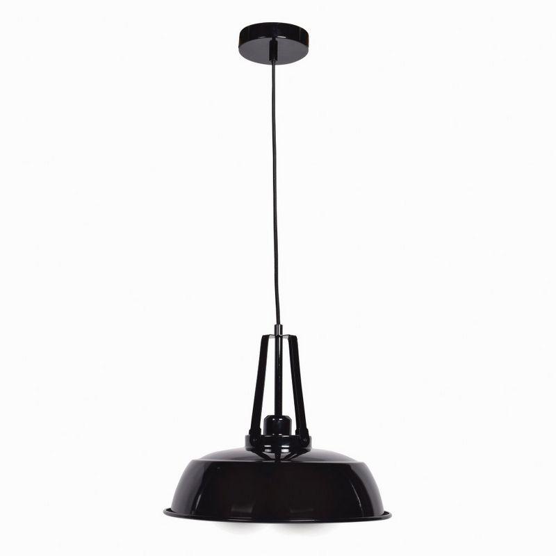 Nostalgia Matte Black 11" Industrial LED Pendant with White Glass