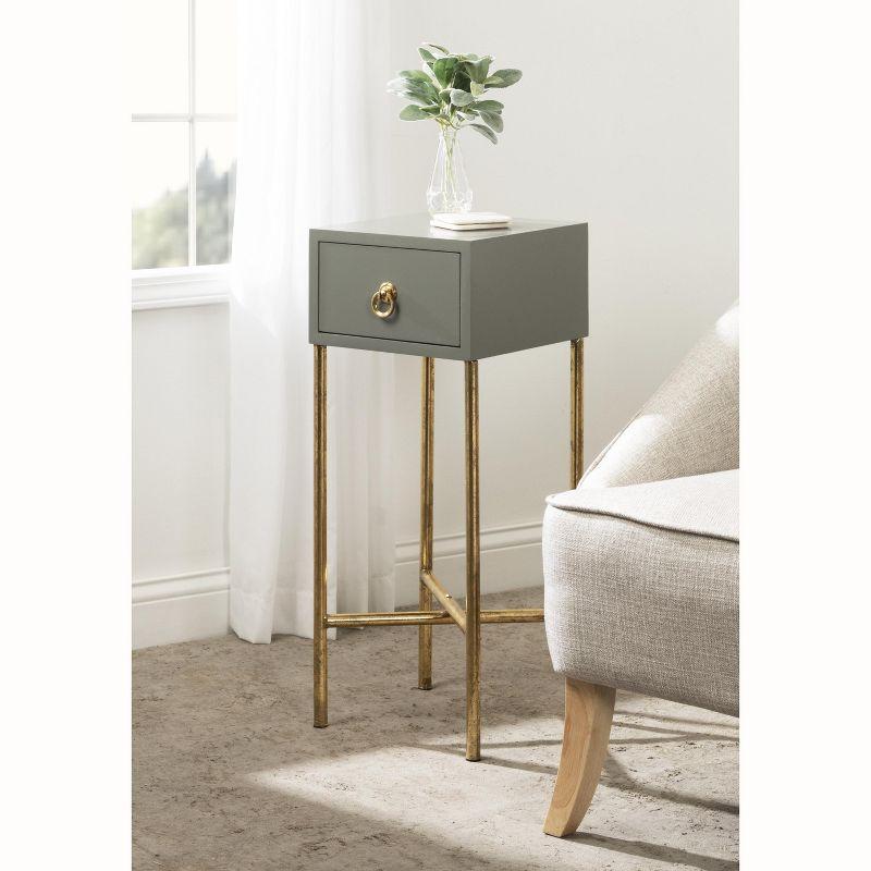 Kate and Laurel Decklyn Square MDF Tea Table, 12x12x30, Gold and Gray
