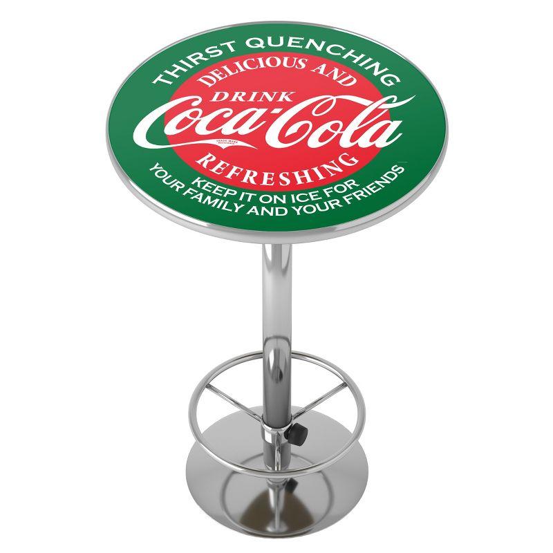 Coca-Cola Round Chrome Pub Table with Footrest
