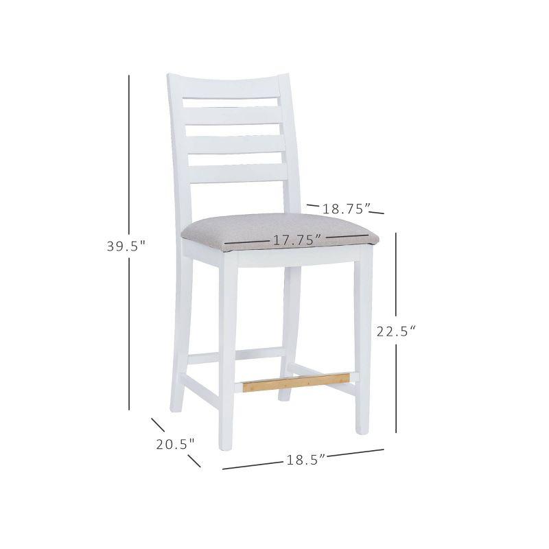 Set of 2 Off-White Upholstered Ladder Back Counter Stools