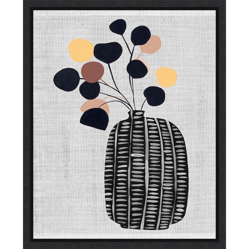 Modern Black and Beige Framed Canvas Wall Art Print, 16 x 20 Inches