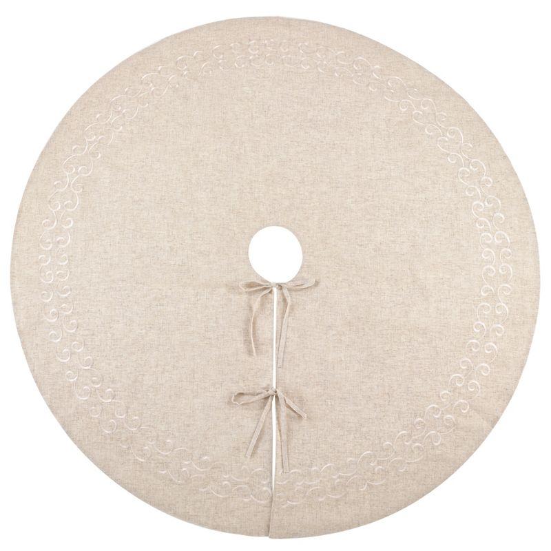Saro Lifestyle Saro Lifestyle Embroidered Christmas Tree Skirt, Natural, 56"