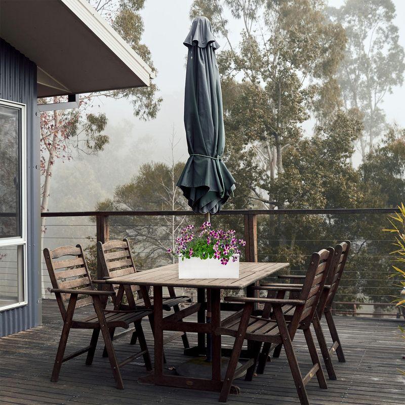 White Enamel Square Patio Umbrella Planter Set