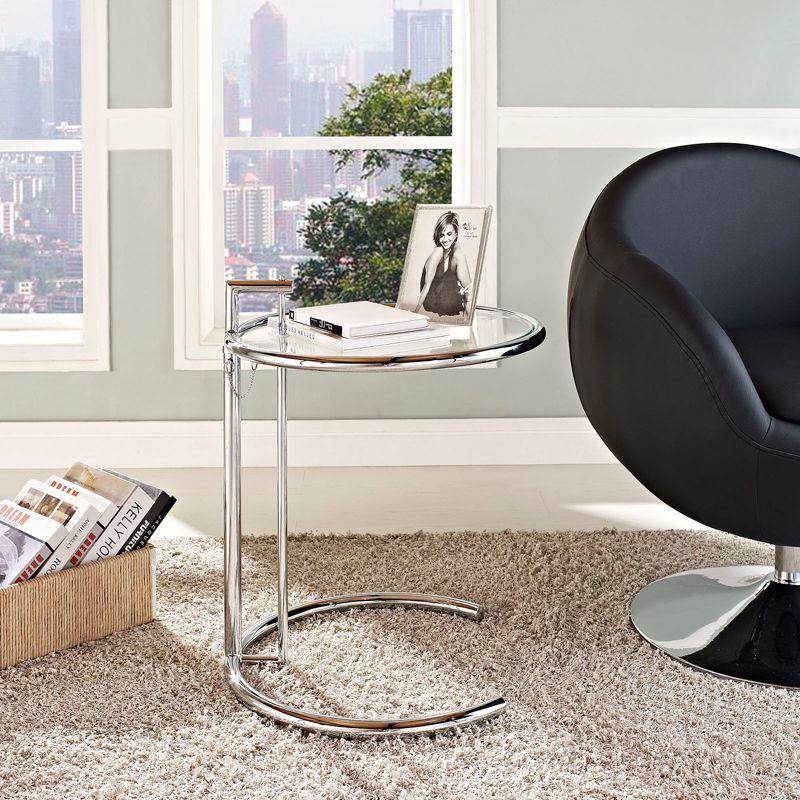 Eileen Gray Adjustable Chrome and Glass Round Side Table