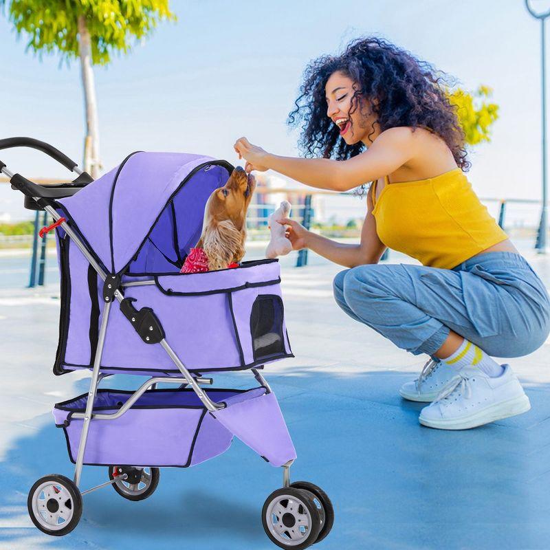 FDW 3 Wheels Pet Stroller Dog Cat Cage Jogger Stroller for Medium Small Dogs Cats Travel Folding Carrier Waterproof Puppy Stroller