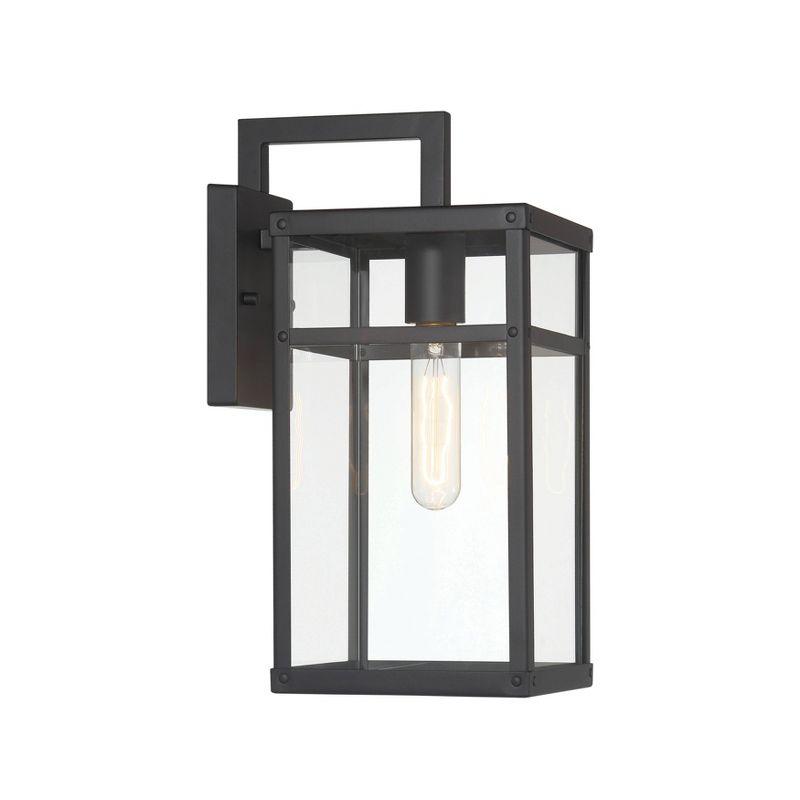 Robert Stevenson Lighting Blake Modern Metal and Clear Glass Paneled Wall Mounted Outdoor Light Black: ETL Listed, 1-Light Sconce, No Switch